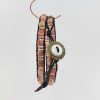 Georgia Peach Leather and Gemstone Double Wrap Bracelet