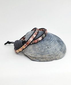 Alternative view of Plum Blossom Leather and Gemstone Double Wrap Bracelet