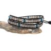 Vancouver Leather and Gemstone Double Wrap Bracelet