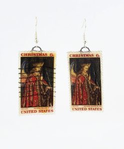 Angel Gabriel, U.S.A., 1968 Vintage Postage Stamp Earrings