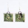 Plucking Tea, India, 1965 Vintage Postage Stamp Earrings