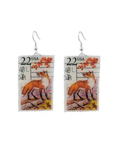 Red Fox, U.S.A. 1987 Vintage Postage Stamp Earrings