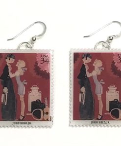 American Flapper, U.S.A., 2001 Vintage Postage Stamp Earrings