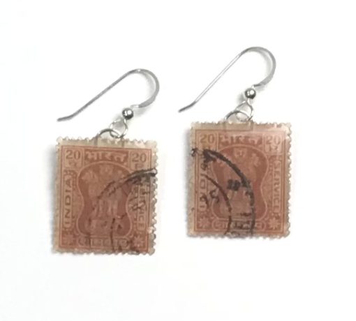 Ashoka Pillars, India, 1973 Postage Stamp Earrings