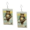 Great Horned Owl, U.S.A., 1978, Vintage Postage Stamp Earrings