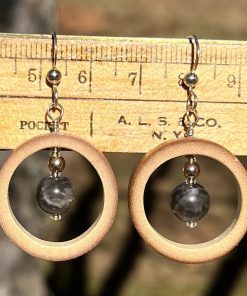 Black Moonstone & Mini Bamboo Hoop Earrings