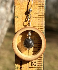 Alternative view of Black Moonstone & Mini Bamboo Hoop Earrings