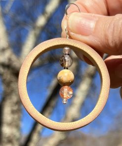 Venus Jasper & Red Quartz Bamboo Hoop Earrings