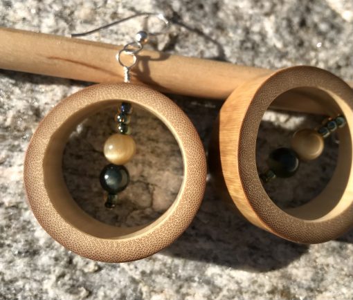 Golden Tiger, Bamboo Beaded Hammock Earrings - Image 4