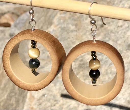 Golden Tiger, Bamboo Beaded Hammock Earrings