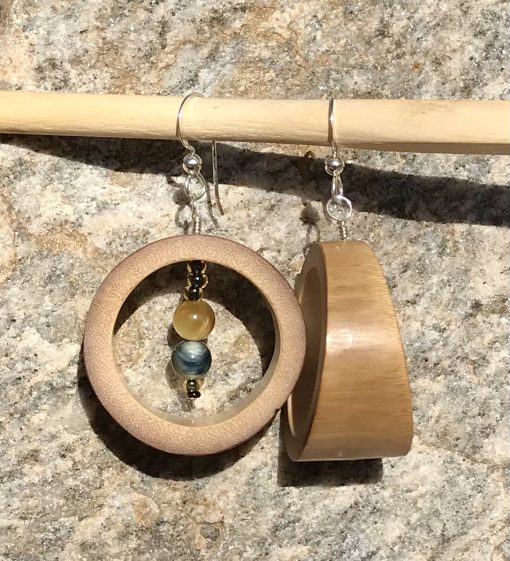 Golden Tiger, Bamboo Beaded Hammock Earrings - Image 2