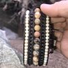 River Stone Leather & Gemstone Cuff Bracelet