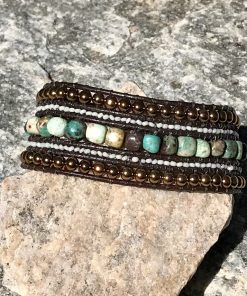 Alternative view of Cleopatra Leather and Gemstone Cuff Bracelet
