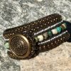 Cleopatra Leather and Gemstone Cuff Bracelet