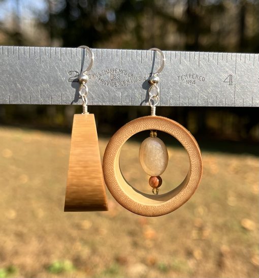 Apricot Drop, Bamboo Beaded Hammock Earrings - Image 2