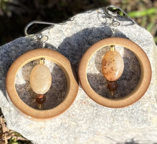 Apricot Drop, Bamboo Beaded Hammock Earrings