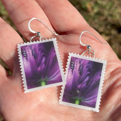 Purple Tulips U.S.A, 2023 Postage Stamp Earrings - Image 2