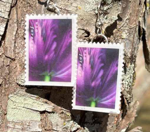 Purple Tulips U.S.A, 2023 Postage Stamp Earrings