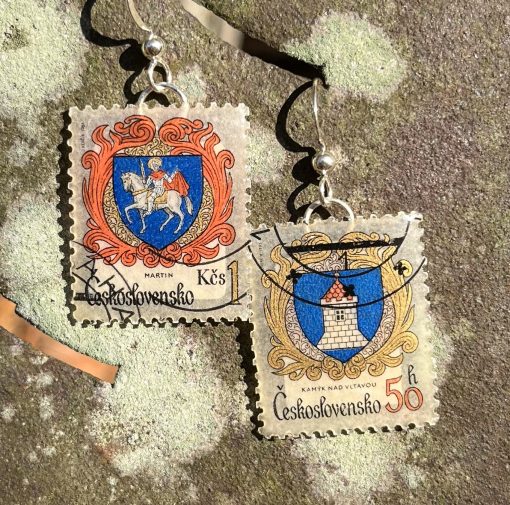 Coat of Arms, Czechoslovakia, 1984*1985 Postage Stamp Earrings