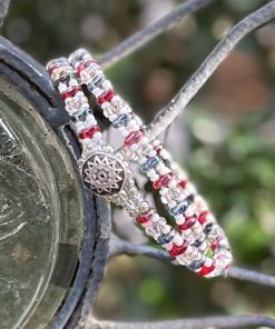 Stars & Stripes, Czech Double Wrap Bracelet