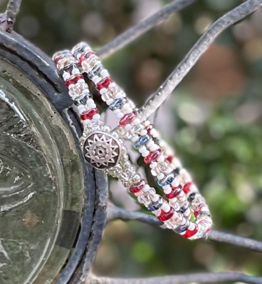 Stars & Stripes, Czech Double Wrap Bracelet