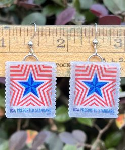 Radiant Star, U.S.A., 2024 Postage Stamp Earrings