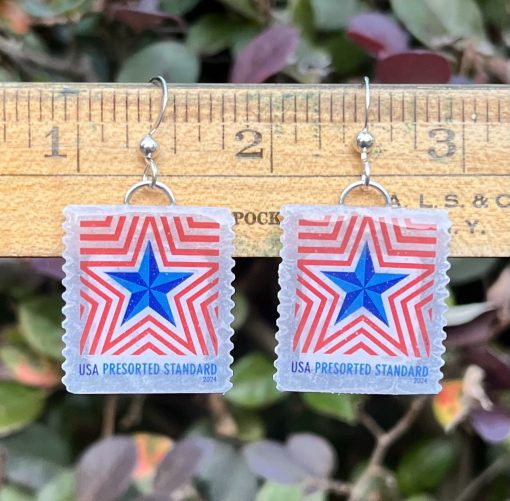Radiant Star, U.S.A., 2024 Postage Stamp Earrings