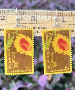 Sunflower, U.S.A., 1961 Postage Stamp Earrings