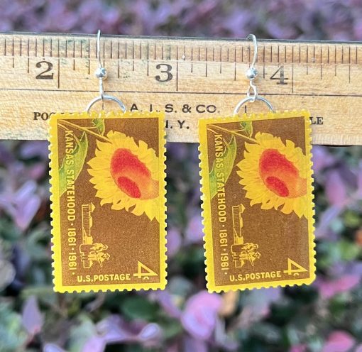 Sunflower, U.S.A., 1961 Postage Stamp Earrings