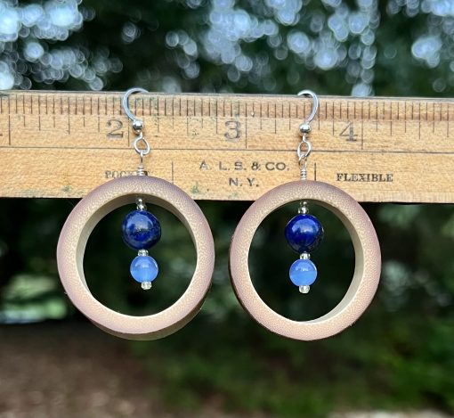 Blue Beauty, Mini Bamboo Beaded Hammock Earrings - Image 3
