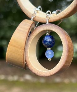Blue Beauty, Mini Bamboo Beaded Hammock Earrings