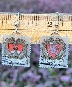 Coat of Arms, Czechoslovakia, 1984 Postage Stamp Earrings