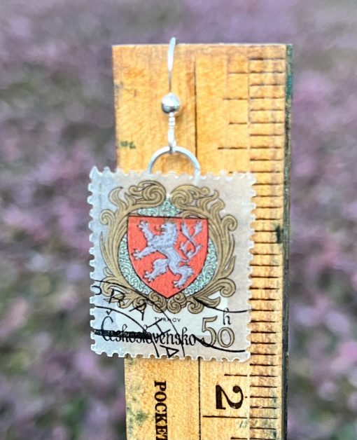 Coat of Arms, Czechoslovakia, 1984 Postage Stamp Earrings - Image 2