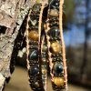 Golden Tiger, Leather and Gemstone Double Wrap Bracelet