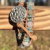 Spring Ivy, Leather and Gemstone Double Wrap Bracelet