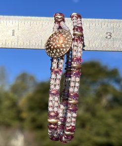 Rose Champagne, Czech Double Wrap Bracelet