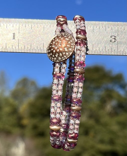 Rose Champagne, Czech Double Wrap Bracelet