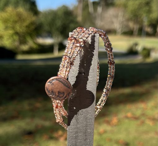 Autumn Sunset, Czech Double Wrap Bracelet