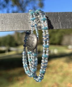 Smoky Blues, Czech Double Wrap Bracelet