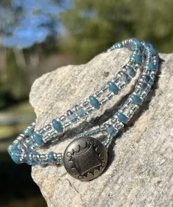 Alternative view of Smoky Blues, Czech Double Wrap Bracelet