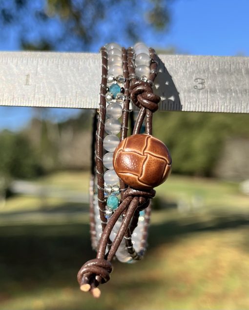 Vancouver, Leather and Gemstone Double Wrap Bracelet - Image 3