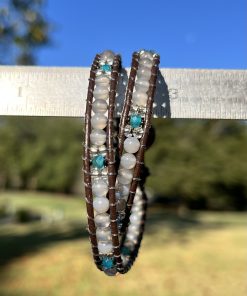 Alternative view of Vancouver, Leather and Gemstone Double Wrap Bracelet