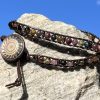 Tourmaline Trails, Leather and Gemstone Double Wrap Bracelet