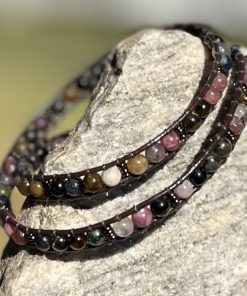 Alternative view of Tourmaline Trails, Leather and Gemstone Double Wrap Bracelet