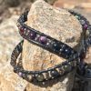 Tourmaline Trails, Leather and Gemstone Double Wrap Bracelet