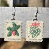 Mistletoe & Conifer, U.S.A., 1964 Postage Stamp Earrings
