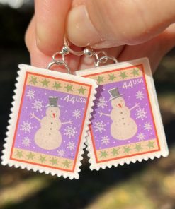 Snowman, U.S.A., 2009 Postage Stamp Earrings
