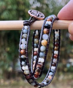 Alternative view of Clarity, Leather & Gemstone Double Wrap Bracelet