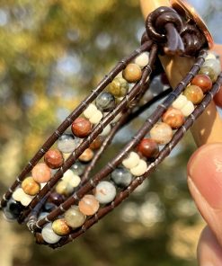 Clarity, Leather & Gemstone Double Wrap Bracelet