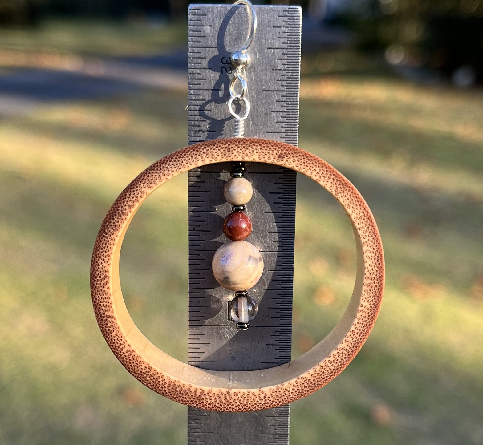 Jasper Beaded Bamboo Hammock Earrings - Image 2